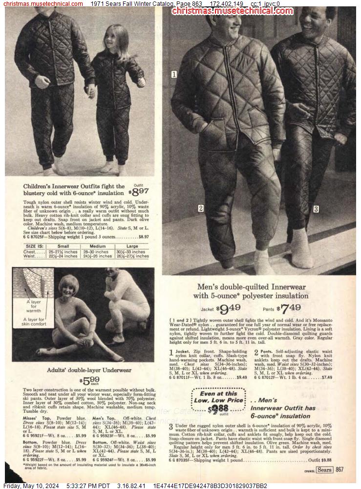 1971 Sears Fall Winter Catalog, Page 863