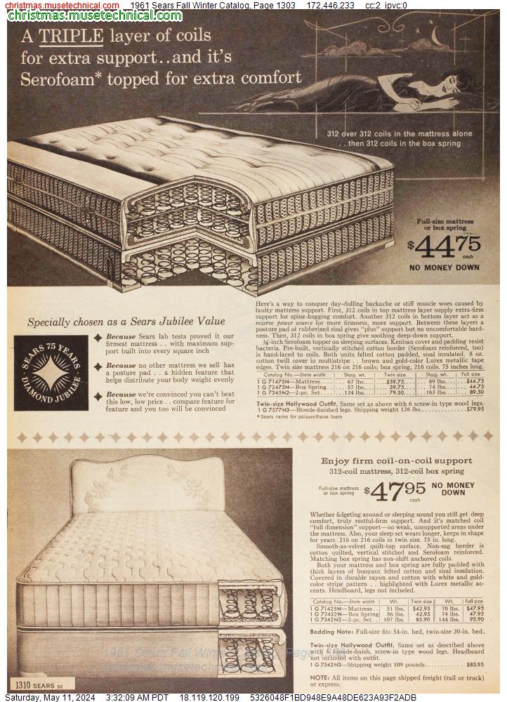 1961 Sears Fall Winter Catalog, Page 1303