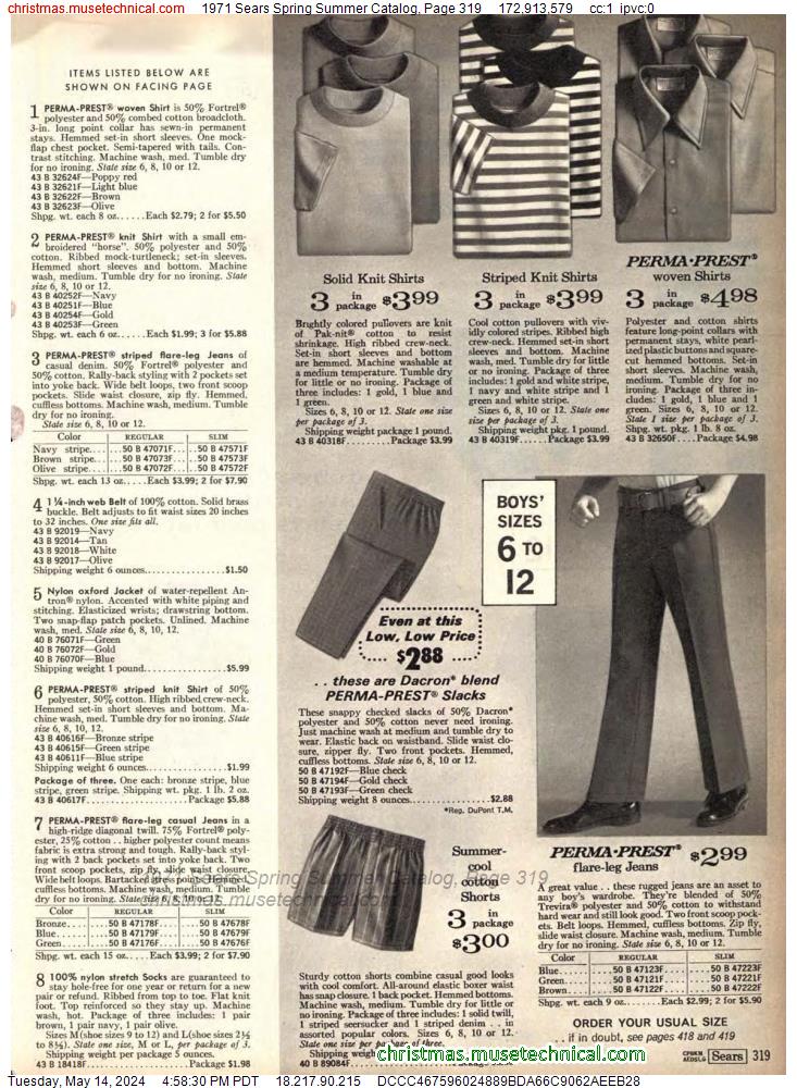 1971 Sears Spring Summer Catalog, Page 319