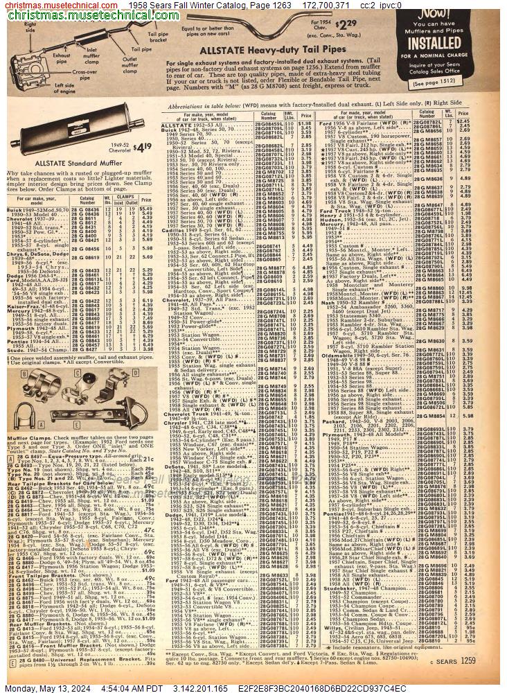 1958 Sears Fall Winter Catalog, Page 1263