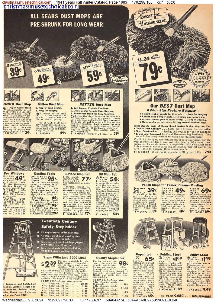 1941 Sears Fall Winter Catalog, Page 1083