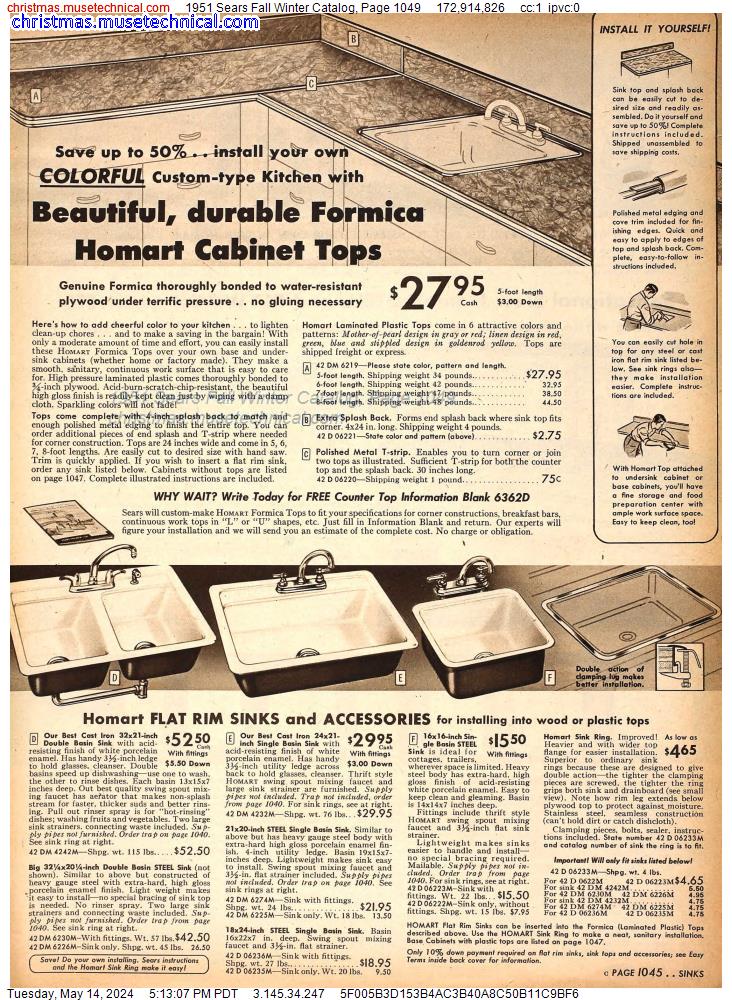 1951 Sears Fall Winter Catalog, Page 1049