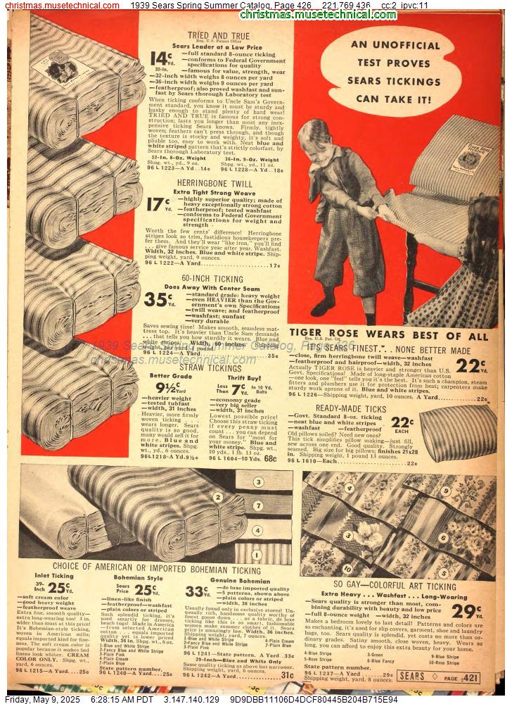 1939 Sears Spring Summer Catalog, Page 426