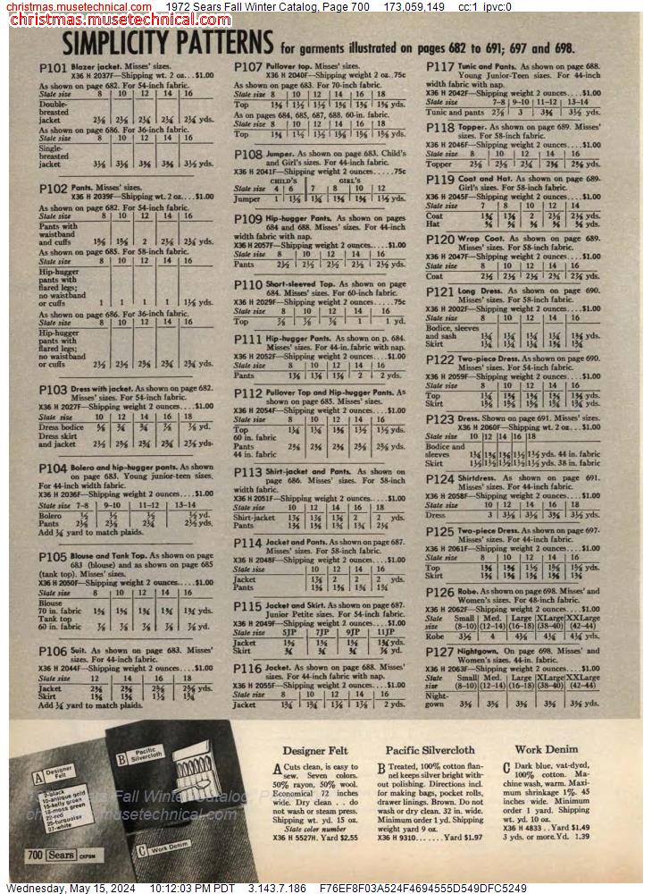 1972 Sears Fall Winter Catalog, Page 700
