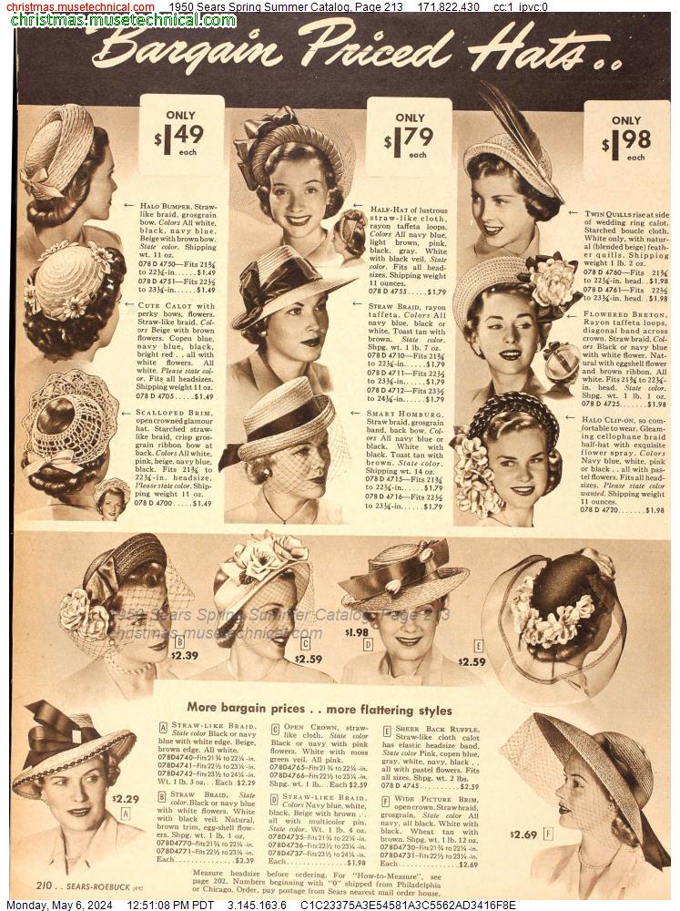 1950 Sears Spring Summer Catalog, Page 213