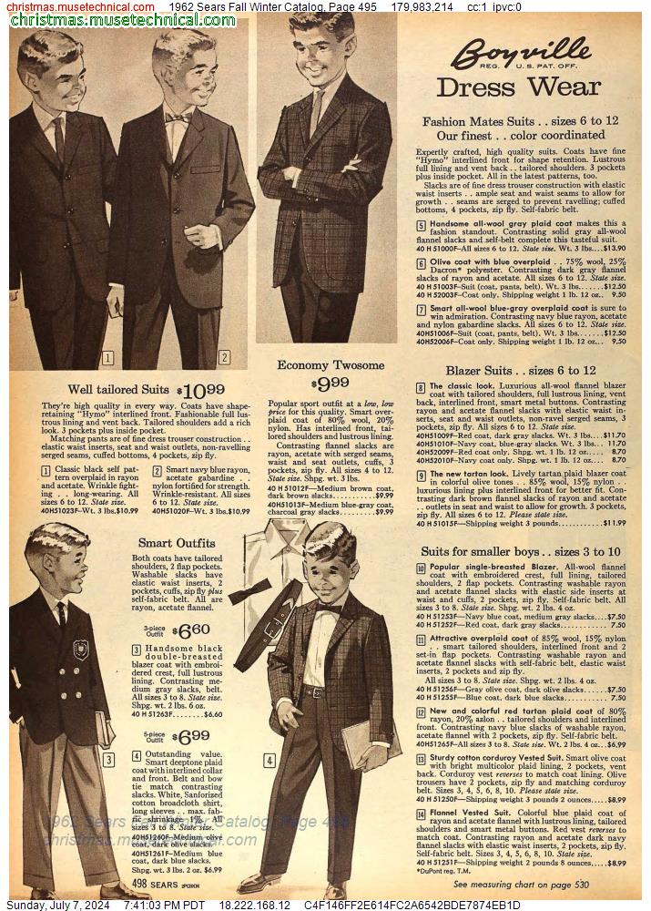 1962 Sears Fall Winter Catalog, Page 495