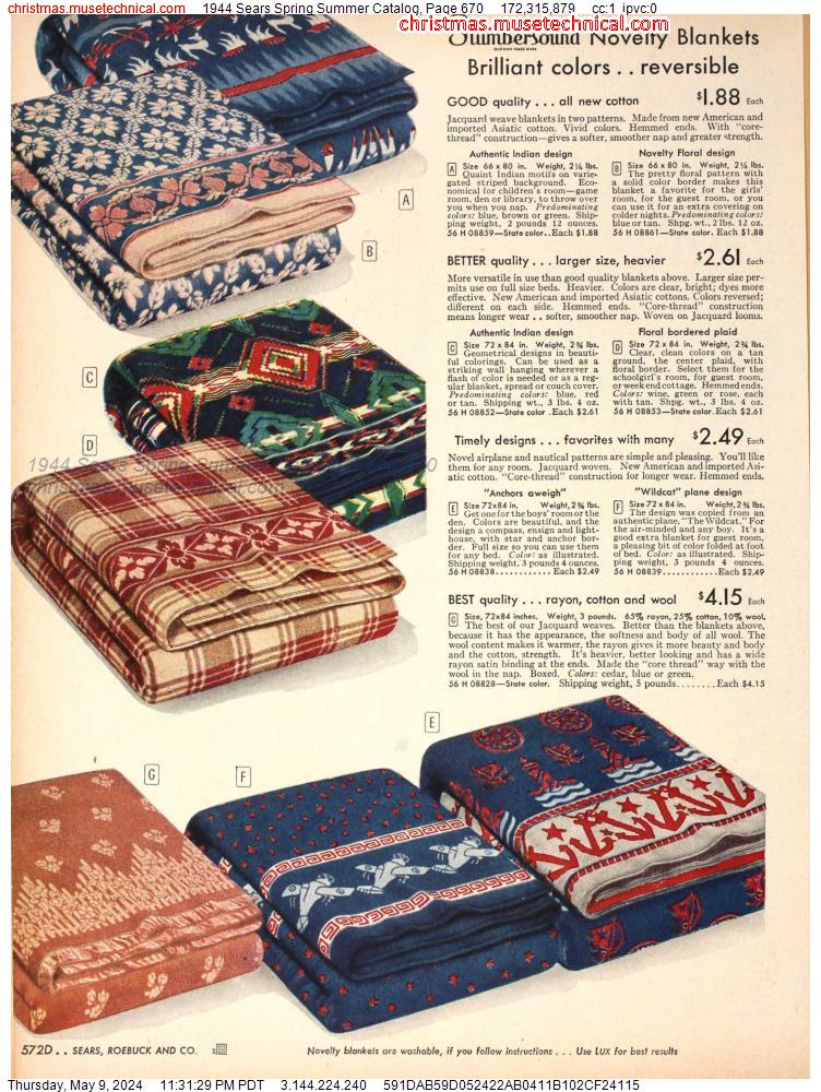 1944 Sears Spring Summer Catalog, Page 670