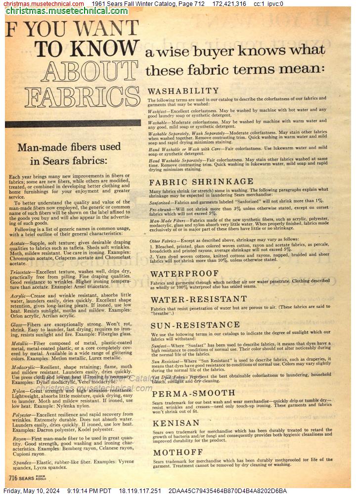 1961 Sears Fall Winter Catalog, Page 712