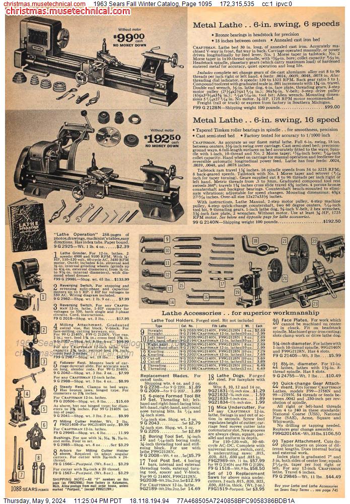 1963 Sears Fall Winter Catalog, Page 1095