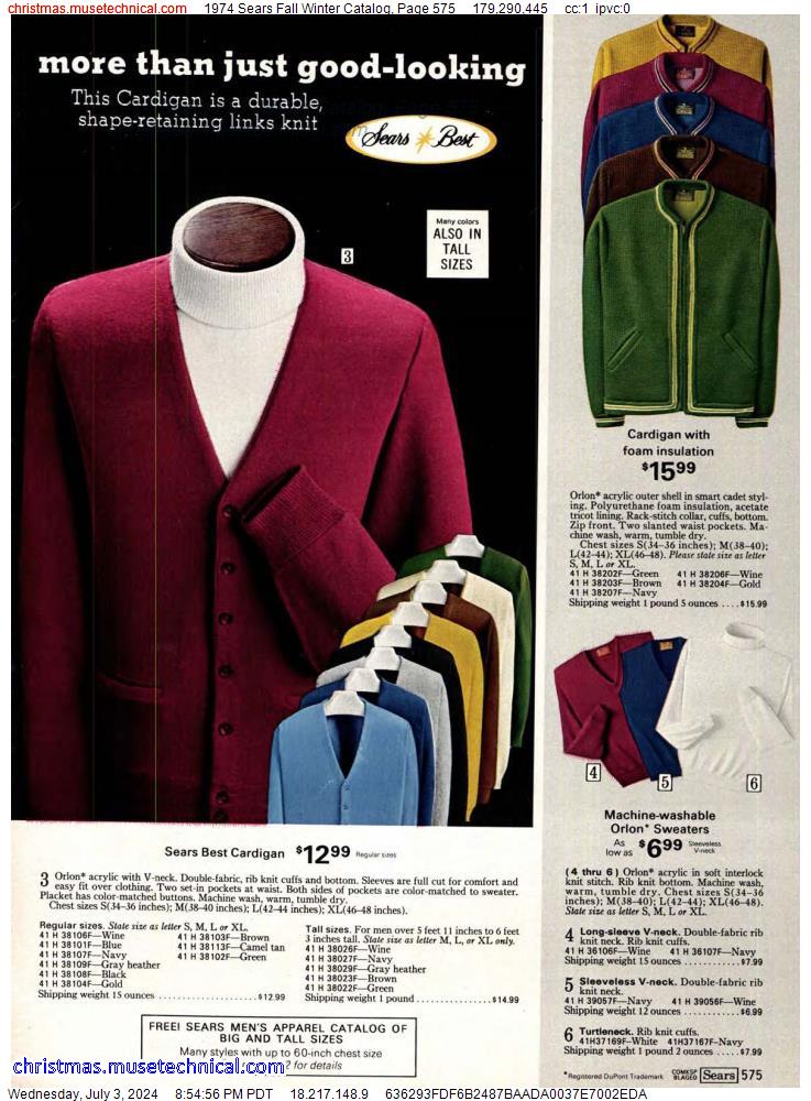 1974 Sears Fall Winter Catalog, Page 575