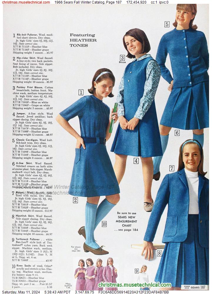 1966 Sears Fall Winter Catalog, Page 187