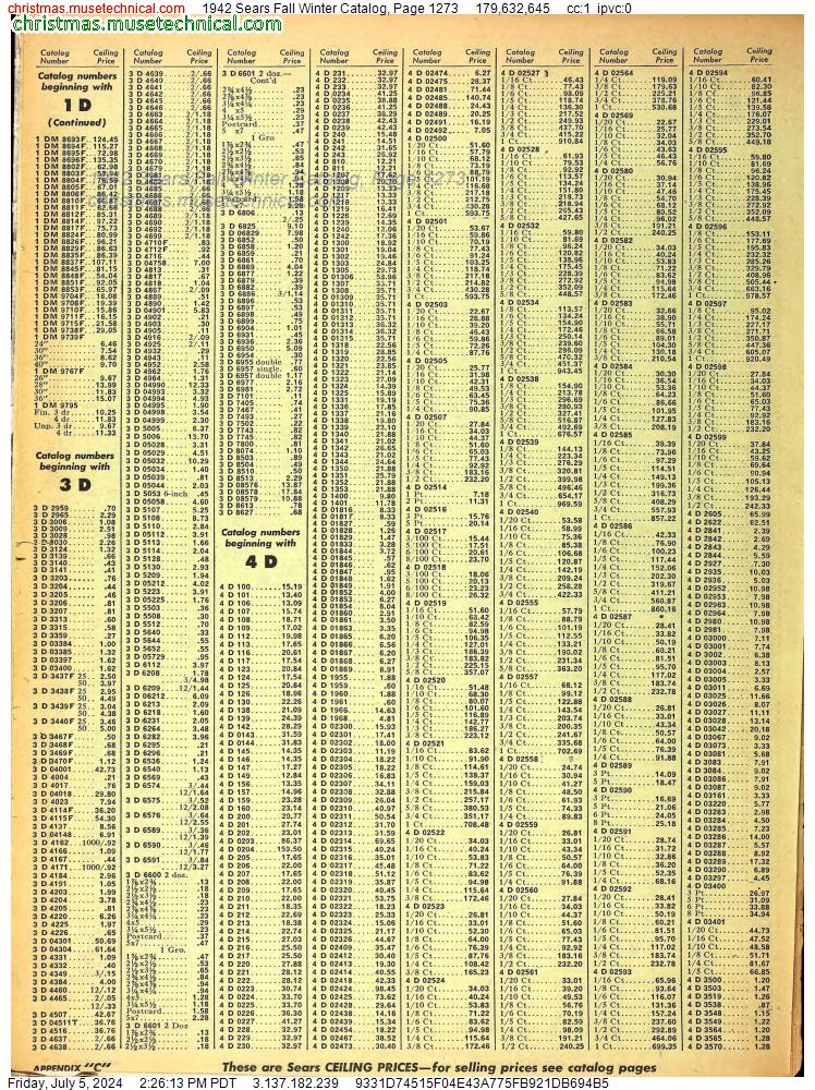 1942 Sears Fall Winter Catalog, Page 1273