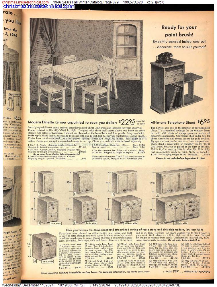 1946 Sears Fall Winter Catalog, Page 879