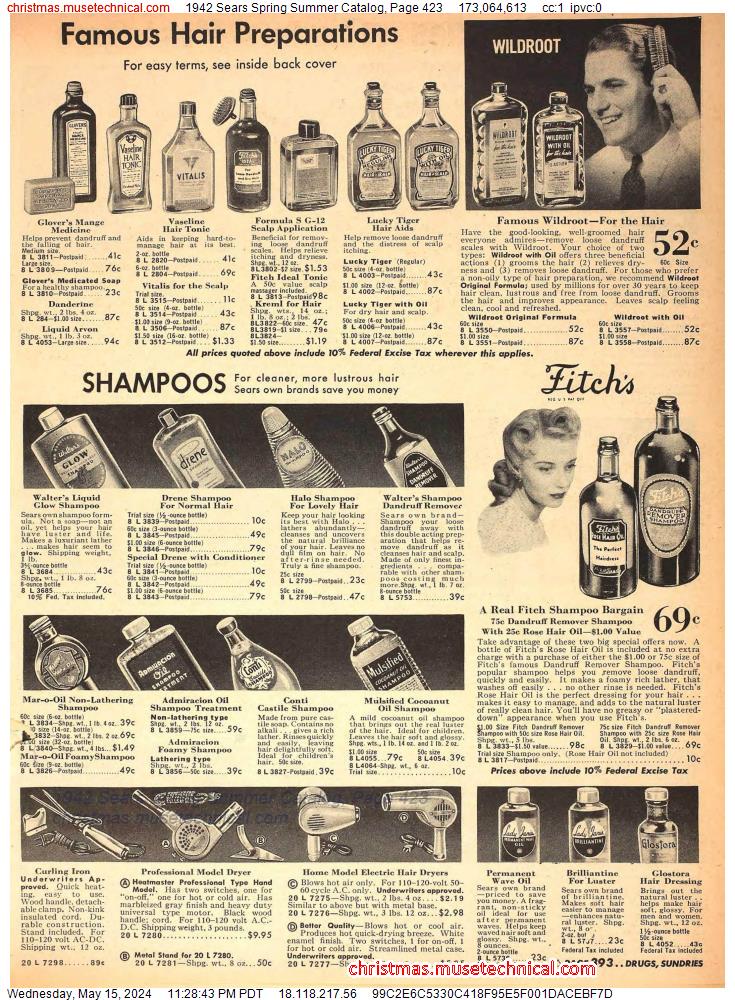 1942 Sears Spring Summer Catalog, Page 423