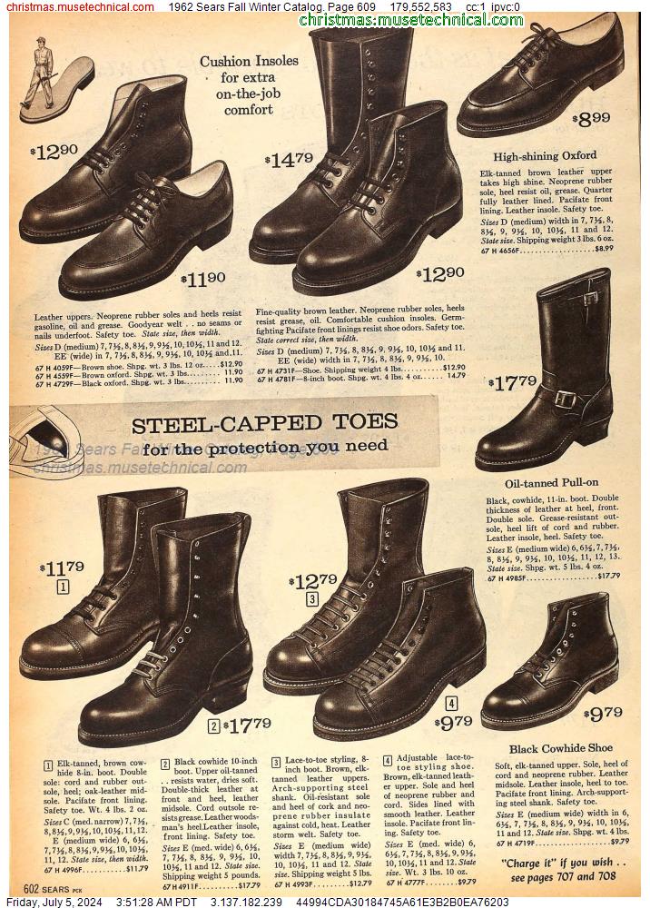 1962 Sears Fall Winter Catalog, Page 609