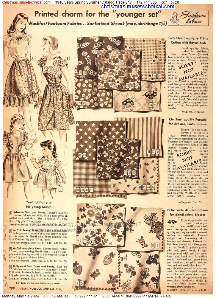 1946 Sears Spring Summer Catalog, Page 317