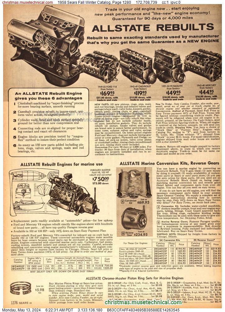 1958 Sears Fall Winter Catalog, Page 1280