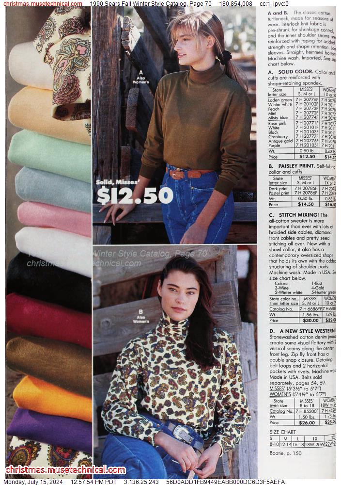 1990 Sears Fall Winter Style Catalog, Page 70