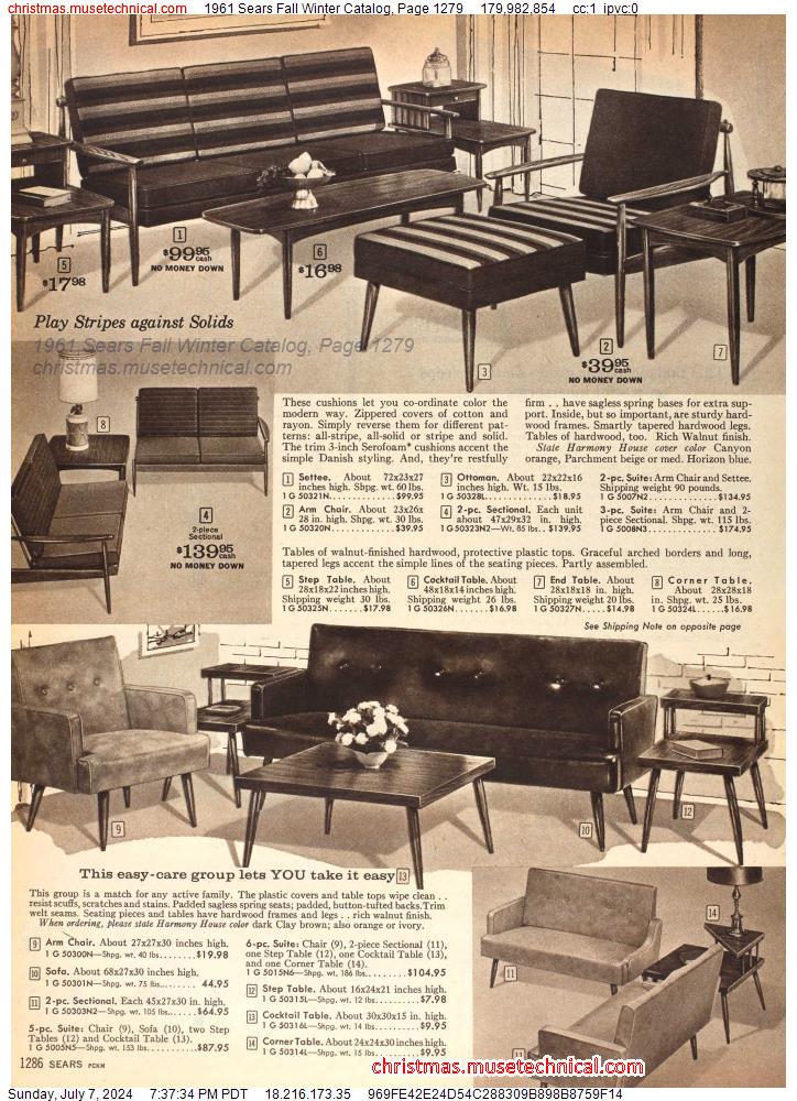 1961 Sears Fall Winter Catalog, Page 1279