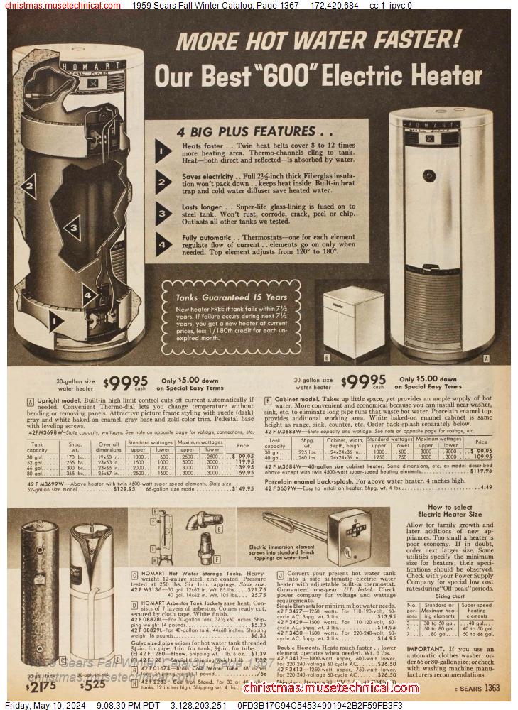 1959 Sears Fall Winter Catalog, Page 1367