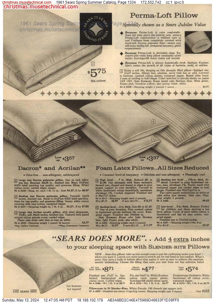 1961 Sears Spring Summer Catalog, Page 1334