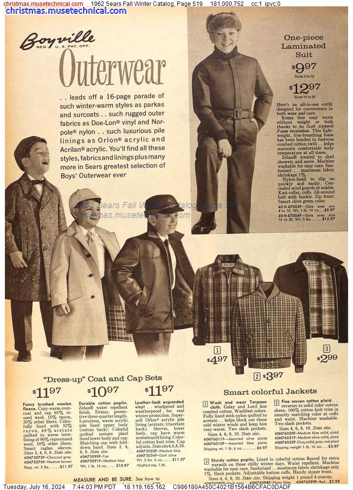 1962 Sears Fall Winter Catalog, Page 519