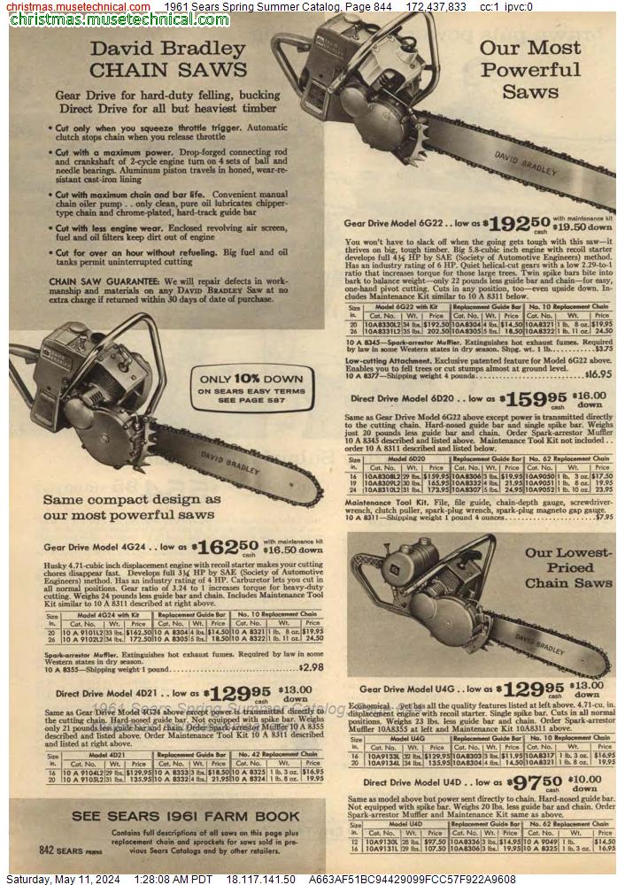 1961 Sears Spring Summer Catalog, Page 844