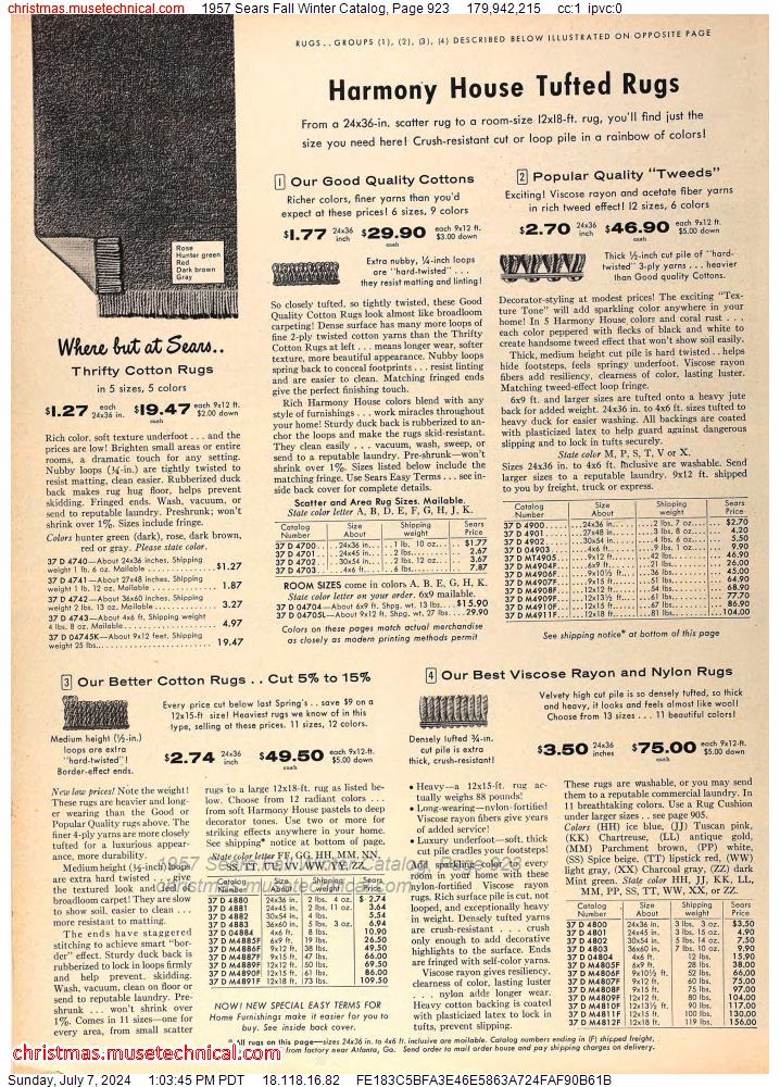 1957 Sears Fall Winter Catalog, Page 923
