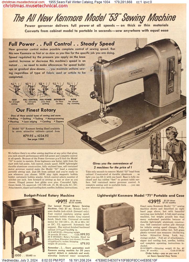 1955 Sears Fall Winter Catalog, Page 1004