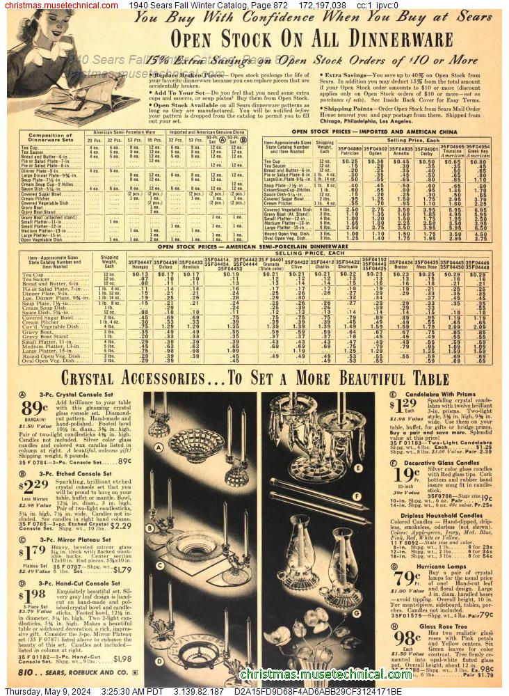 1940 Sears Fall Winter Catalog, Page 872