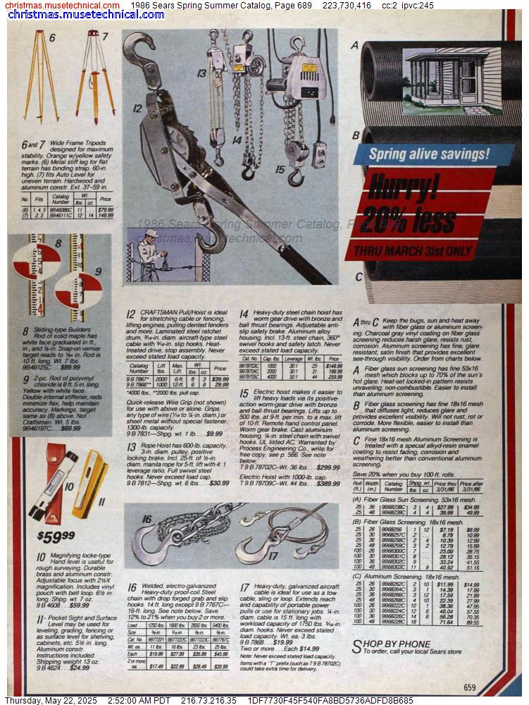 1986 Sears Spring Summer Catalog, Page 689