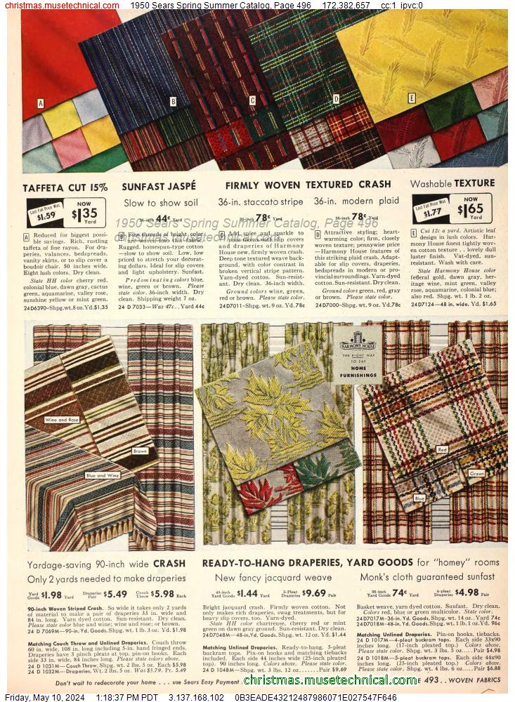 1950 Sears Spring Summer Catalog, Page 496