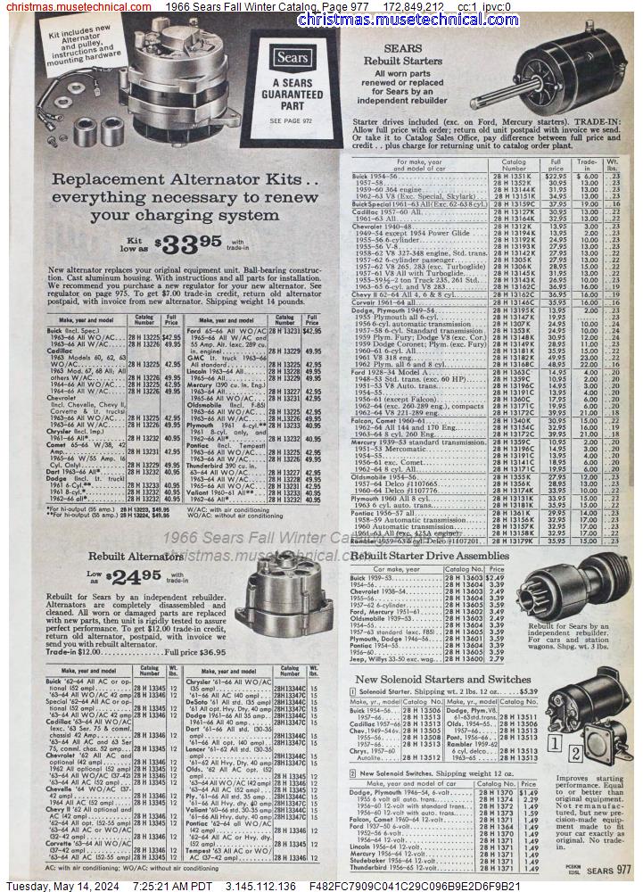 1966 Sears Fall Winter Catalog, Page 977