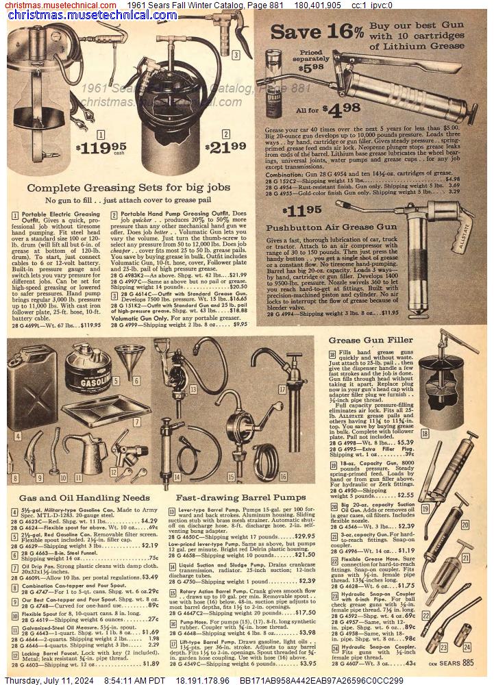1961 Sears Fall Winter Catalog, Page 881