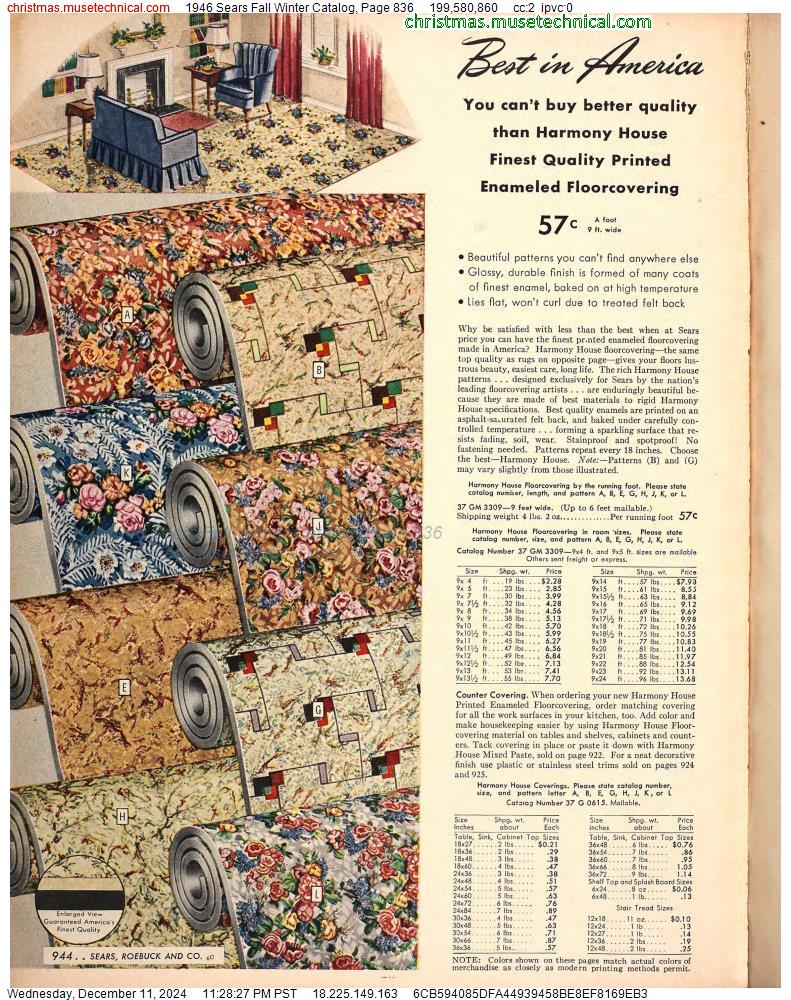 1946 Sears Fall Winter Catalog, Page 836