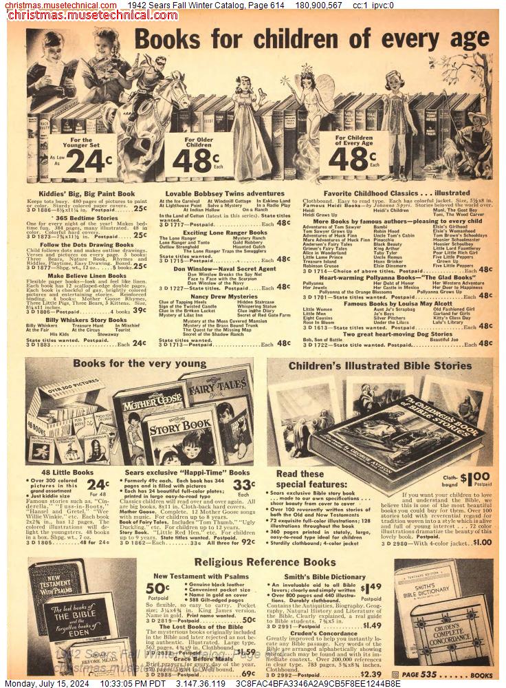 1942 Sears Fall Winter Catalog, Page 614