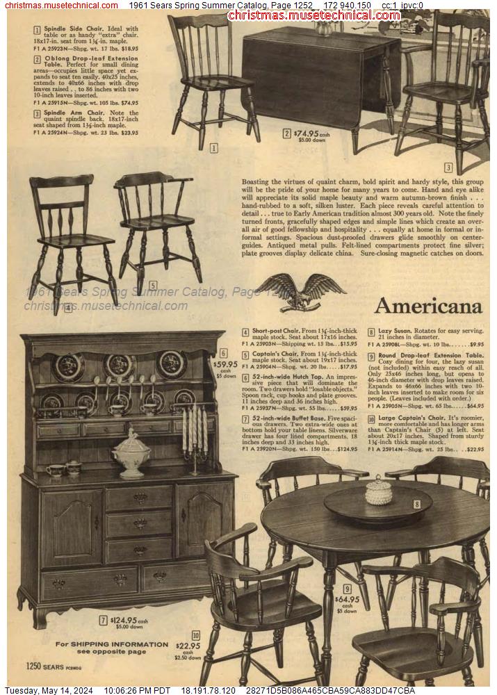 1961 Sears Spring Summer Catalog, Page 1252