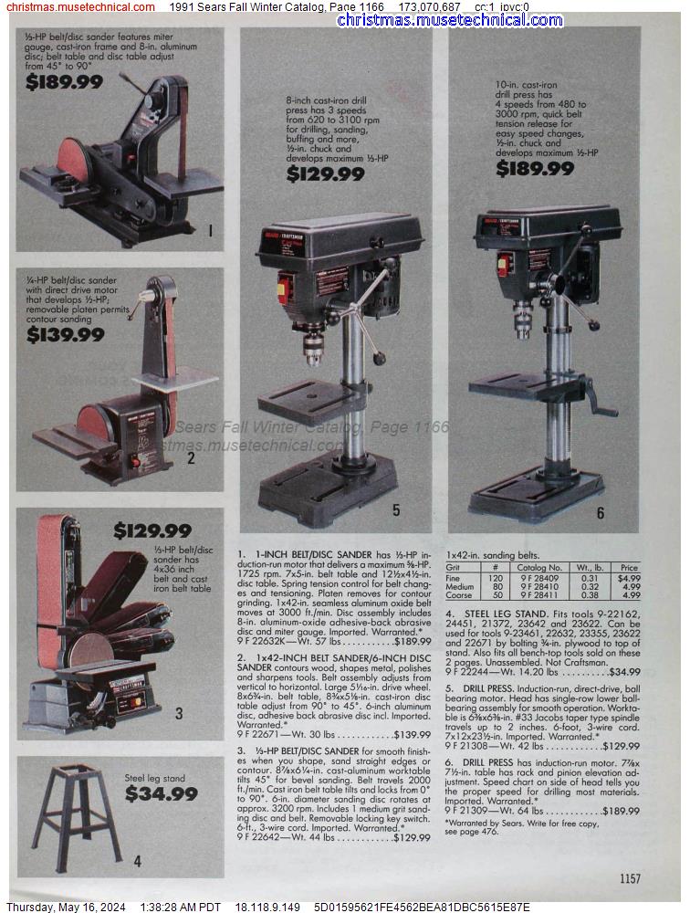 1991 Sears Fall Winter Catalog, Page 1166