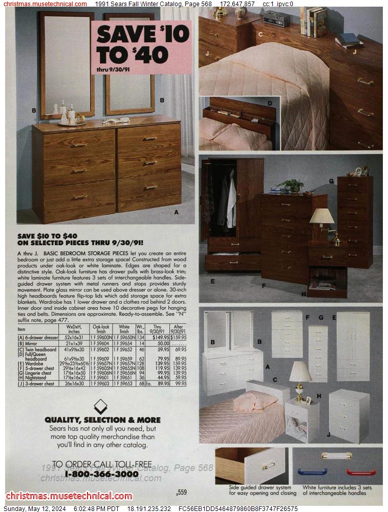 1991 Sears Fall Winter Catalog, Page 568