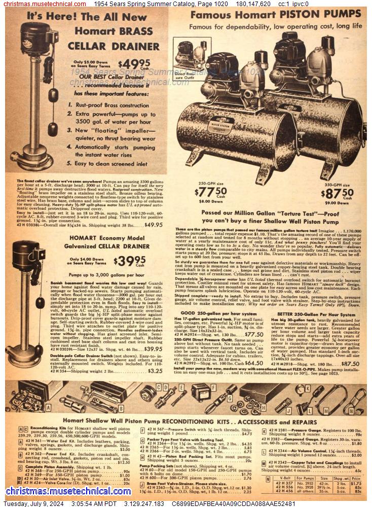 1954 Sears Spring Summer Catalog, Page 1020