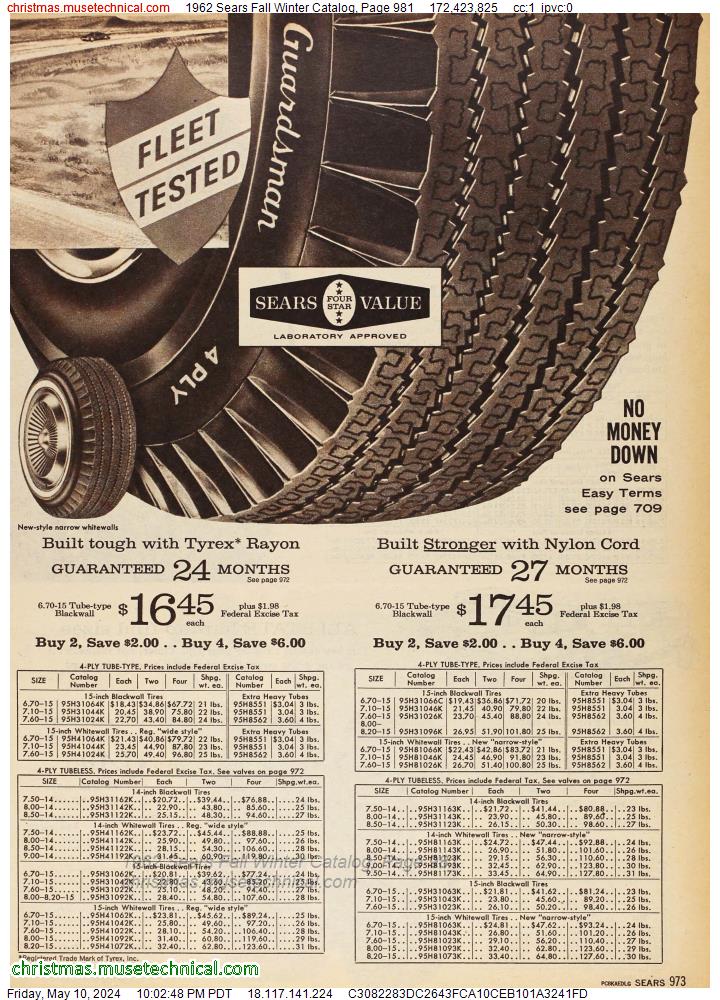 1962 Sears Fall Winter Catalog, Page 981