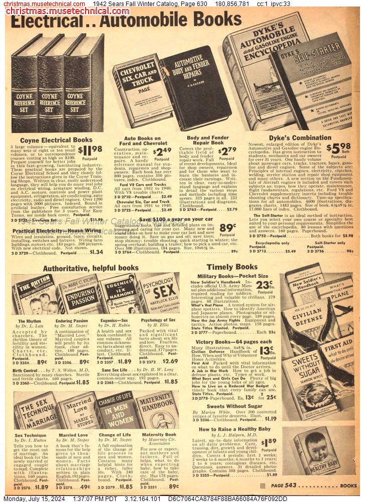 1942 Sears Fall Winter Catalog, Page 630