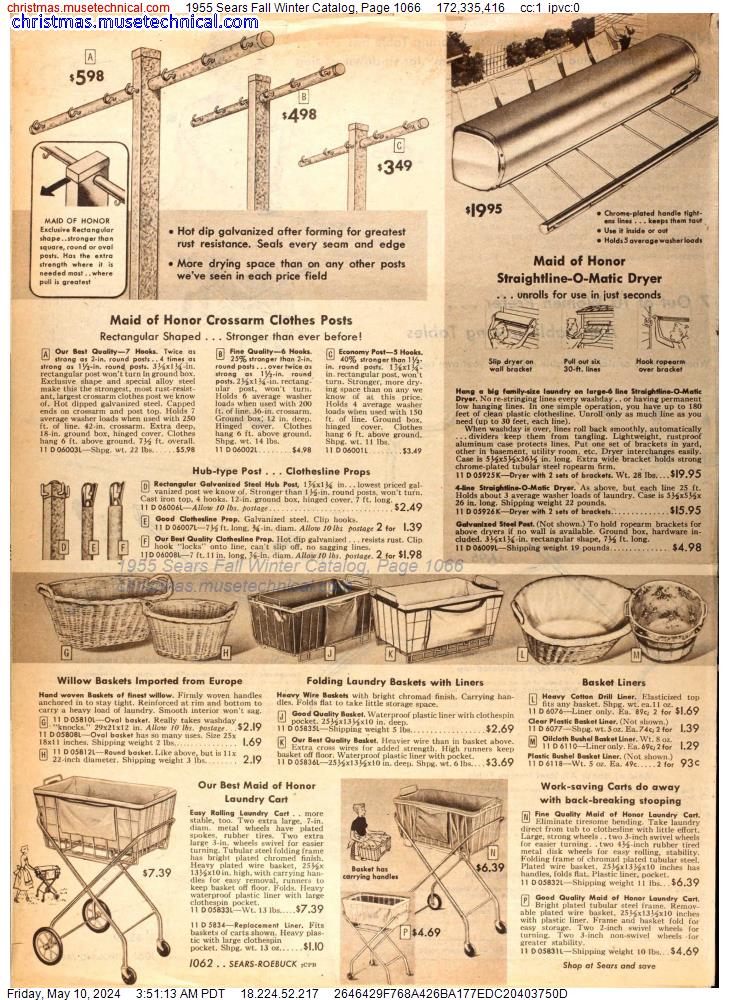 1955 Sears Fall Winter Catalog, Page 1066