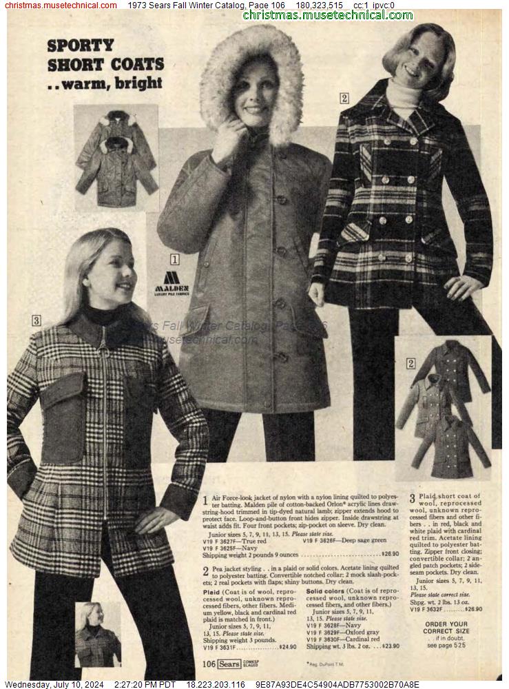 1973 Sears Fall Winter Catalog, Page 106