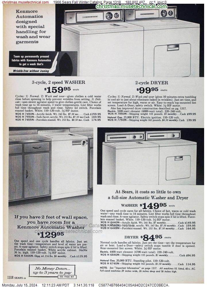 1966 Sears Fall Winter Catalog, Page 1318