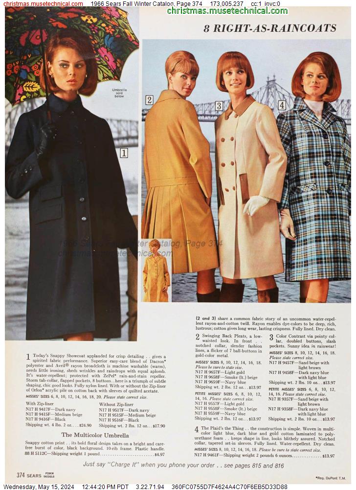 1966 Sears Fall Winter Catalog, Page 374