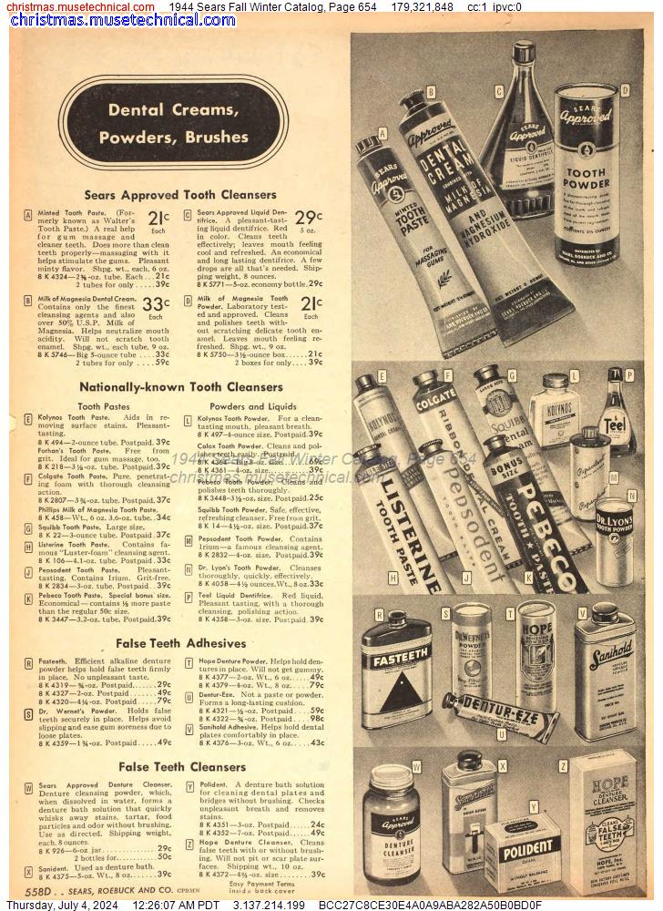 1944 Sears Fall Winter Catalog, Page 654