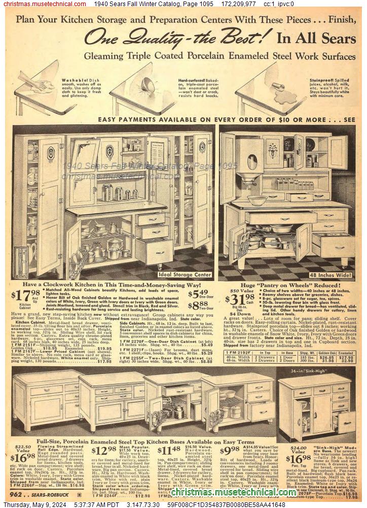 1940 Sears Fall Winter Catalog, Page 1095