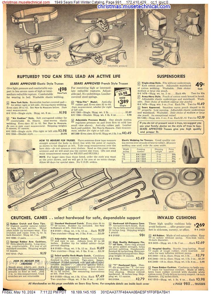 1949 Sears Fall Winter Catalog, Page 991