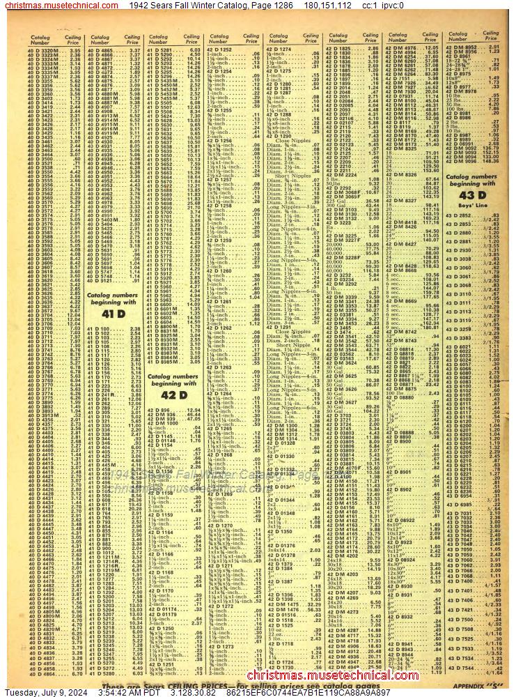 1942 Sears Fall Winter Catalog, Page 1286